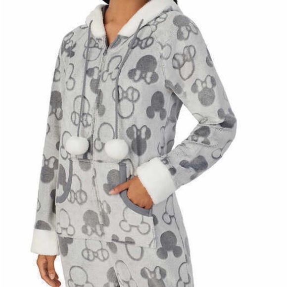 Disney Gray Mickey Mouse Women's Hooded Pajama Onesie - Picture 3 of 3